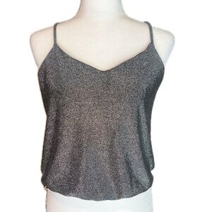 Express black with silver shimmer neck strappy tank top size s small